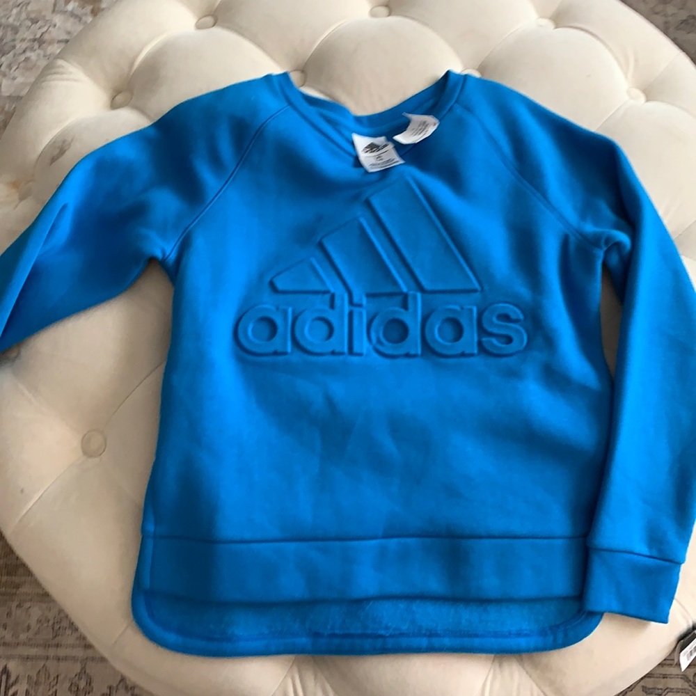 New embossed letter adidas sweater girls large